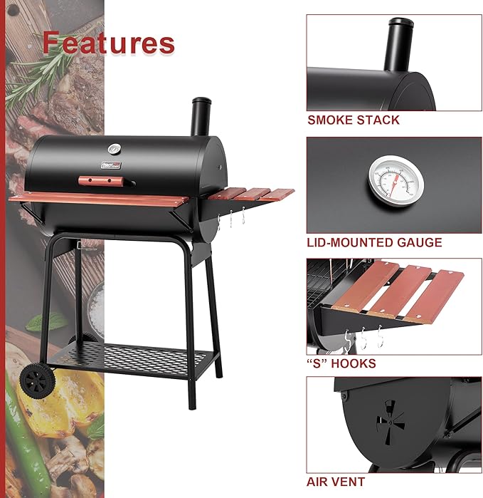 Royal Gourmet 30 Barrel Grill Bundle with 627in Cooking Space and Kingsford 16lb Original Charcoal Briquettes