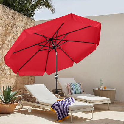 MASTERCANOPY 10ft Patio Umbrella with Valance, Crank & Tilt, Red | 8 Ribs, UV & Fade-Resistant, Waterproof, Vented Top – Ideal for Garden, Deck, Yard, Pool
