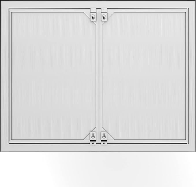 Luffioner BBQ Outdoor Kitchen Doors,31W x 24H Inch Double BBQ Access Door,Rust-Proof Thickened Plate 304 Stainless Steel Access Door for Outdoor Kitchen, BBQ Island,Grilling Station (31W x 24H)