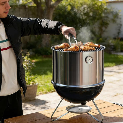 onlyfire Stainless Steel Cooking Smoking Attachment, Rib Hanging System | Fits for 14" Kettle Grills, Turns Your Kettle into Smoker