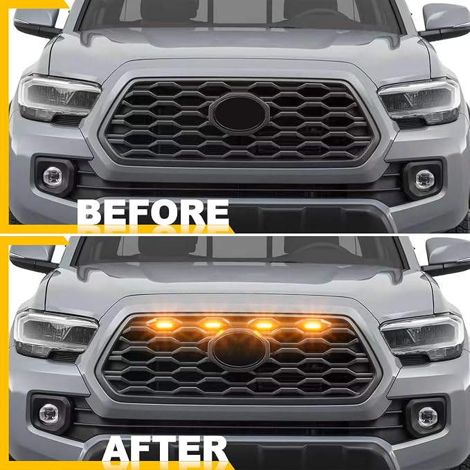 3D Led Grill Grille Lights for Toyota Tacoma trdsport Off-Road 2020-2023 | 4pcs ,TRD Off Road Sport OEM Grill,Rapt0r Lights for Tacoma 6 LED Upgrade Grille Light