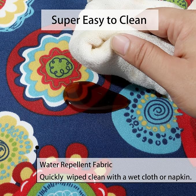 60" Round Tablecloth with Umbrella Hole and Zipper, Washable Waterproof Wrinkle Free Zippered Patio Table Cloths Table Covers for Spring, Summer, Party, Backyard, Picnic, BBQS (Floral Navy)