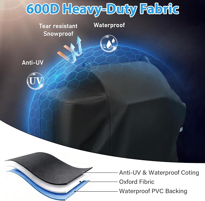 Utheer 600D Waterproof Grill Cover for Pit Boss 850 1300 1250 Series | Fits PB850FB2 PB850M PB1300M PB1250CS Wood Pellet Grills, Replaces 40454, No Folding Side Shelf, 57.9 x 27.6 x 43.3 in