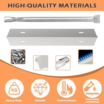 Stainless Steel Heat Plates and Grill Burners Set for Napoleon Rogue Series, Prestige 500 Propane Grills, 7-Pack Sear Plates Flavorizer Bar & 4-Pack Burner Tube BBQ Replacement Part Kit