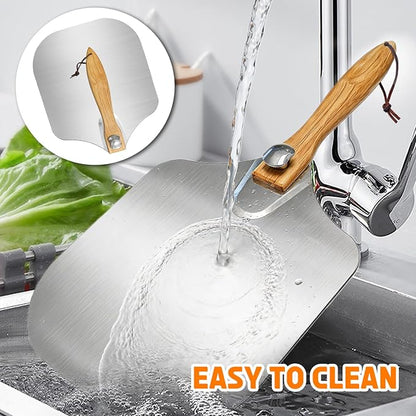 2Pcs Aluminum Pizza Peel Set | 12"×14" Metal Pizza Paddle (Foldable Wooden Handle) + Rocker Cutter | Pizza Box Packaging, Gift-Ready for Baking Lovers