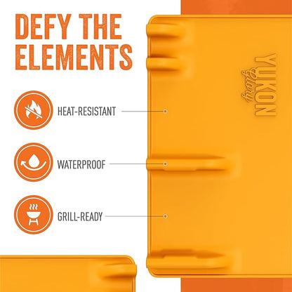 Yukon Glory Orange Tool Resting Mat | BBQ Utensil Holder | Heat-Resistant, Non-Stick Silicone Mat | Essential Grilling & BBQ Accessories | Outdoor Cooking Tool Organizer | Kitchen Spatula Station