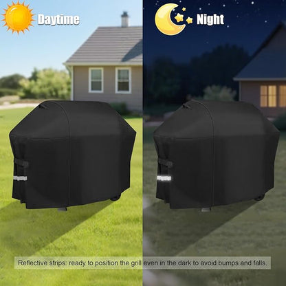 QuliMetal 58 Inch Grill Cover for Weber Genesis 300 & Genesis II 300 Series Grills, 600D Waterproof Heavy Duty and Fade Resistant BBQ Gas Grill Cover, Compared to Weber 7130