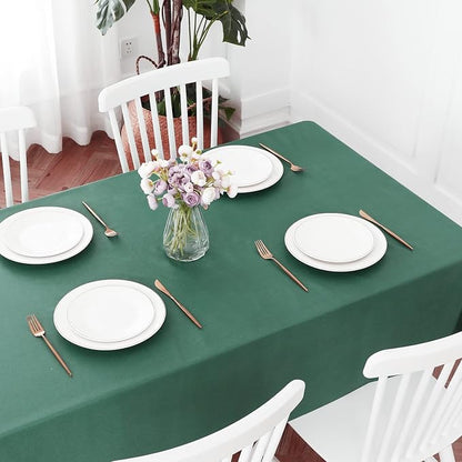 Romanstile Christmas 100% Waterproof PVC Tablecloth, Square Oil Spill Proof Stain Resistant Vinyl Table Cloth, Wipe Clean Plastic Table Covers for Kitchen/Dining/Parties - 54 x 54 Inch, Dark Green