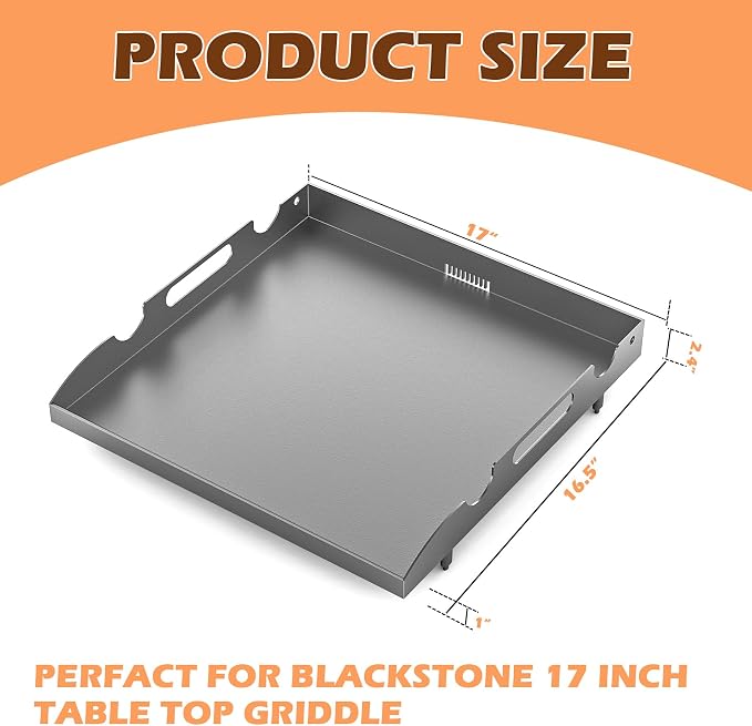 17" Griddle Top Replacement for Blackstone 17 Inch 1819 1832 Flat Top | Fits Blackstone 17" tabletop griddles (non-combo models); heavy-duty steel; rear grease drain; not for 1783/1859.