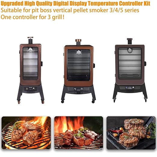 Upgraded Replacement Kit For Pit Boss - Digital Thermostat Panel for PBV3P1/PBV4PS1/PBV5P1 Series Vertical Smoker - Includes Meat Probes, Temp Sensor & Ignition Hot Rod - Grill Parts & Accessories