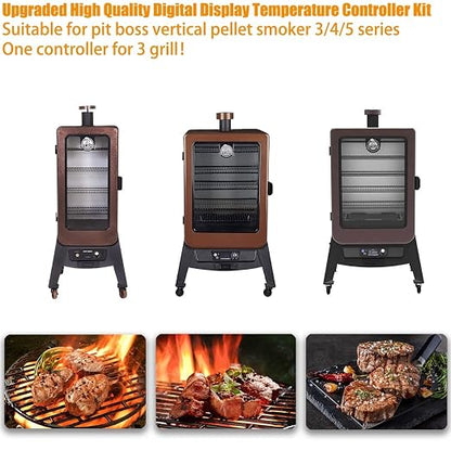 Upgraded Replacement Kit For Pit Boss - Digital Thermostat Panel for PBV3P1/PBV4PS1/PBV5P1 Series Vertical Smoker - Includes Meat Probes, Temp Sensor & Ignition Hot Rod - Grill Parts & Accessories