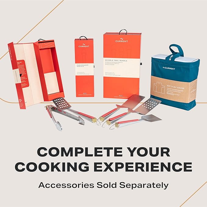 Current® Model G Griddle, Smart Electric Outdoor Flat Top BBQ Grill with 200°F to 600°F Range for Searing & Roasting, Digital Precision, Apartment-Friendly & Weather-Resistant, Slate