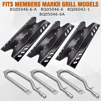Repair Kit for Members Mark BQ05046-6-A BQ05046-6 BQ06042-1 BQ05046-6A Grill Parts, Burner Tube, Porcelain Steel Heat Plate Burner Cover for BBQ Pro BQ05041-28 BQ51009