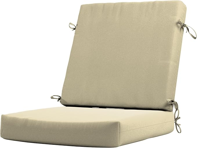 California Umbrella Outdoor Dining Chair, Patio Seat Cushion, 20 x 40 Inch, Premium Outdoor Memory Foam, Fade Resistant Sunbrella Fabric, Fabric Ties,Antique Beige