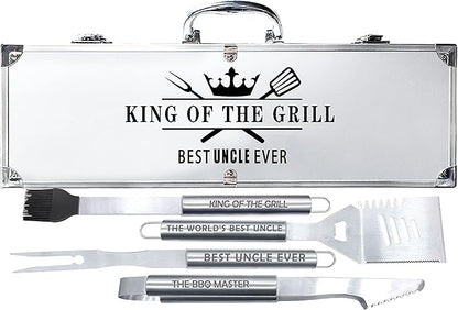 Bonsai Tree Uncle Gifts, Uncle Gifts from Niece, Grill Tools Fort Uncle Present - Cool Grilling BBQ Present from Nephew - Barbecue Stainless Steel Heavy Duty Set 4