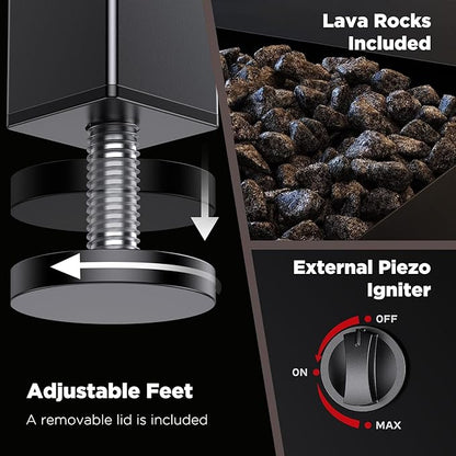 Ciays Propane Fire Pit Table, 32Inch Gas Outdoor Fire Pit Table CSA-Certified for Outside Patio with Lava Rocks, Add Warmth and Ambience to Parties, Backyard, Garden, 50,000 BTU