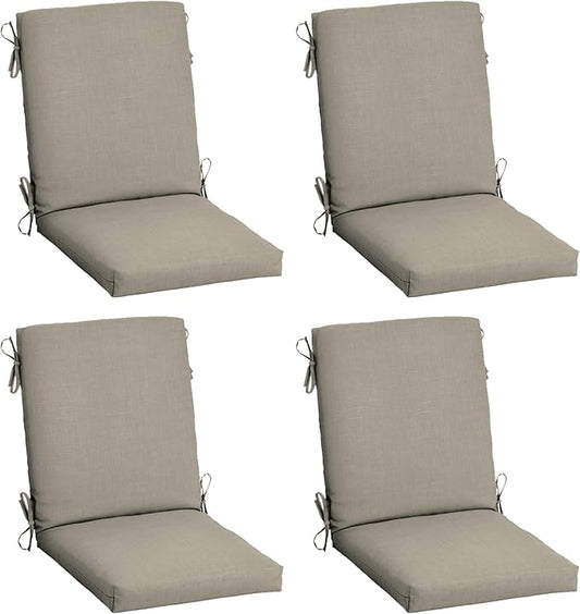 Arden 4-Pack earthFIBER Outdoor Patio Dining Chair Cushion, 20x44, Rain-Proof Seat Pad, Fade-Resistant Outdoor Cushion Sandbar Taupe Texture