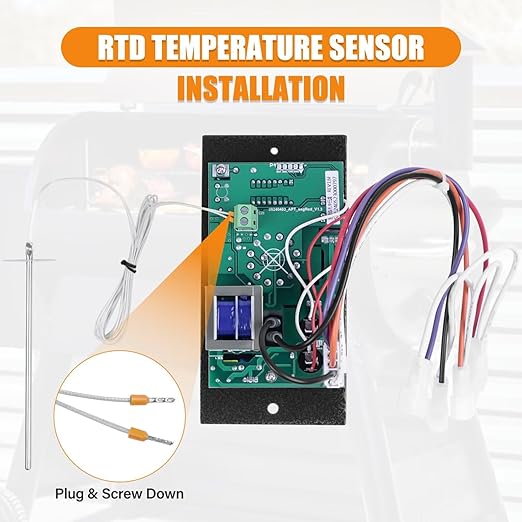 Digital Pro Controller for Traeger Wood Pellet Grills, Replacement Parts Kit BAC365 Thermostat Control Panel with 2PC Waterproof Meat Probe and 7" RTD Temperature Sensor Smoker Accessories