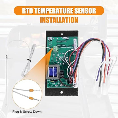 Digital Pro Controller for Traeger Wood Pellet Grills, Replacement Parts Kit BAC365 Thermostat Control Panel with 2PC Waterproof Meat Probe and 7" RTD Temperature Sensor Smoker Accessories