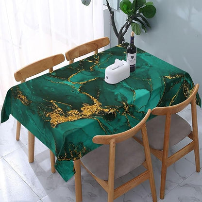 Turquoise Marble Decorative Table Cloths for Parties Kitchen 54"x72" | Rectangle Reusable Washable Emerald Dark Green Tablecloth for Dining Room Wedding Indoor Outdoor