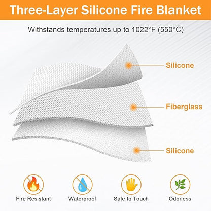 kanhiro Emergency Fire Blanket for Home Kitchen (4 Pack, 40 in X 40 in), Emergency Silicone Fire Blanket