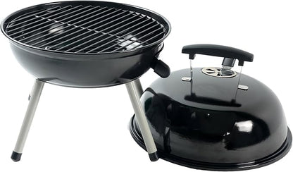 14 inch portable charcoal grill with insulation cover and ventilation vent, suitable for backyard, tailgate, camping, and picnic - black