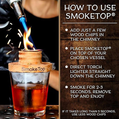 SmokeTop® Cocktail & Food Smoker Kit - Whiskey & Bourbon Drink Smoker for Old Fashioned, Cocktails, Cheese & Meat Smoking with 2oz Wood Chip Sample Pack – by Middleton Mixology