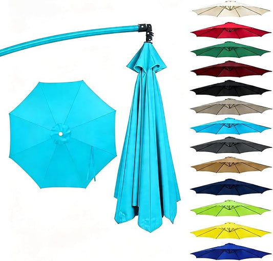 11FT Cantilever Patio Umbrella Replacement Canopy, 8 Ribs 64"-66", Upgraded 600D 220GSM Heavy-Duty Fabric, Waterproof & UV Resistant (Canopy Only)