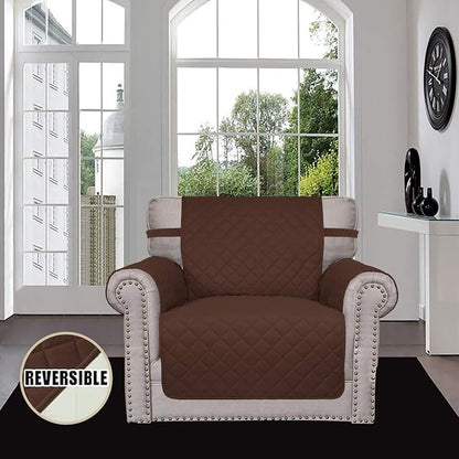 Easy-Going Reversible Couch Cover, Small Chair, Coffee/Ivory | Machine Washable Slipcover For Dogs, Water Resistant Furniture Mat For Living Room, Non-Slip Sofa Cover, Pet Friendly