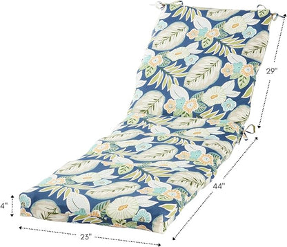 Outdoor Reversible Chaise Lounge Chair Cushion, Magnolia Floral