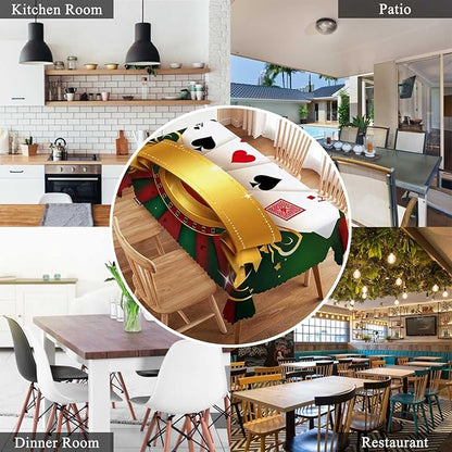 Swono Poker Table Cloth Gambling Playing Cards Game Casino Print Rectangle Tablecloth Picnic Table Cover BBQ Table Cloth Polyester for Kitchen Party Dinner 50x72 Inch