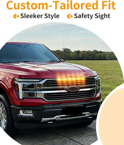 LED Grill Lights for Ford F150 2024-2026 King Ranch & Platinum Only, Amber | Direct-Snap F150 Front Grille Marker Lights, OEM-Style Fit, IP68 Waterproof, Raptor-Style Front-End Upgrade, Off-Road Ready