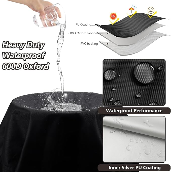 Smoker Cover,for Masterbuilt 40-inch Propane Gas and Pellet Vertical BBQ Smoker,Outdoor Heavy Duty 600D Waterproof Smoker Grill Cover,Fits MB20051316/MB20250118/MB21250118/MB21051416,Black
