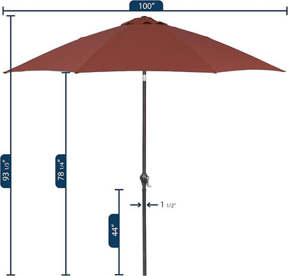 Sunline 9 ft Patio Umbrella with Crank & Push Button Tilt, Outdoor Market Umbrella with UV Protection & Wind Vent and Fiberglass Ribs, Metal Frame for Deck, Pool & Table, Brick