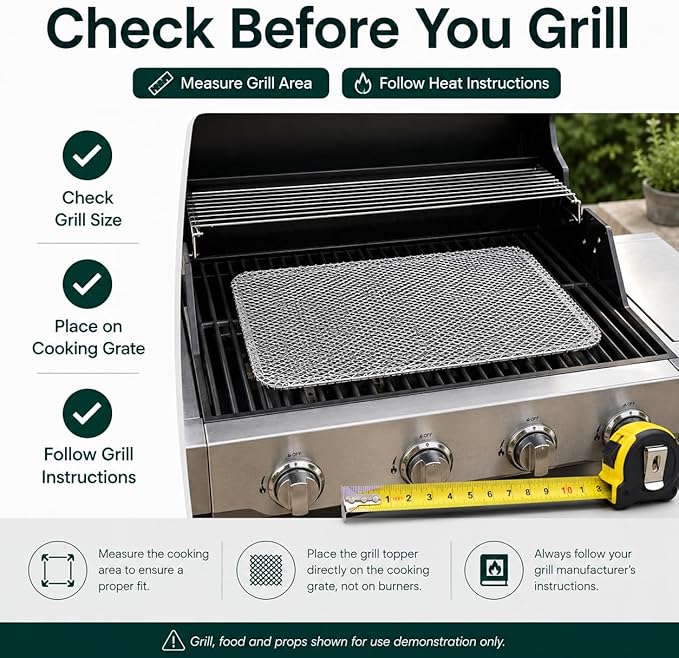 10 Pack Disposable Grill Toppers, Aluminum BBQ Mesh Mats for Outdoor Cooking, 15.3 x 12 Inch Grilling Liners to Help Reduce Food Drops Through Grates, for Vegetables, Fish, Meat and Camping