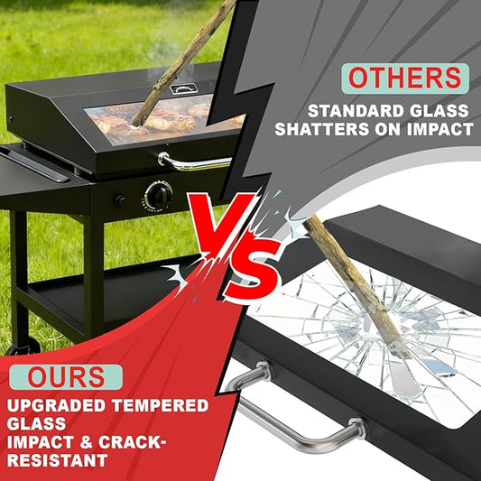 5857 Upgrade Glass Griddle Hinged Lid for Blackstone Omnivore 28 inch (2024 Model) Griddle Lid Hood,Clear View Grill Top Hard Cover for Blackstone 1517 2147 2206 2287 2269 Flat Top Grill Accessories