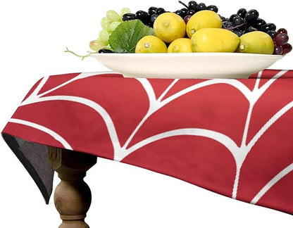 Spider Web Hero Tablecloth, White Spiderweb Red Cobweb Water Resistant Wipeable Table Cover for Picnic Party Holiday Kitchen Dinner Table 60"x110"