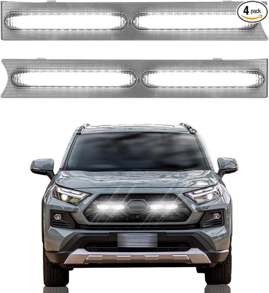 LED Grille Lights for 2019-2025 Toyota RAV4 Accessories White | Snap-In,Smoked Lens, Exterior Front Grill Insert Light for 5th Gen Hybrid Adventure TR D Off-Road 5311142220