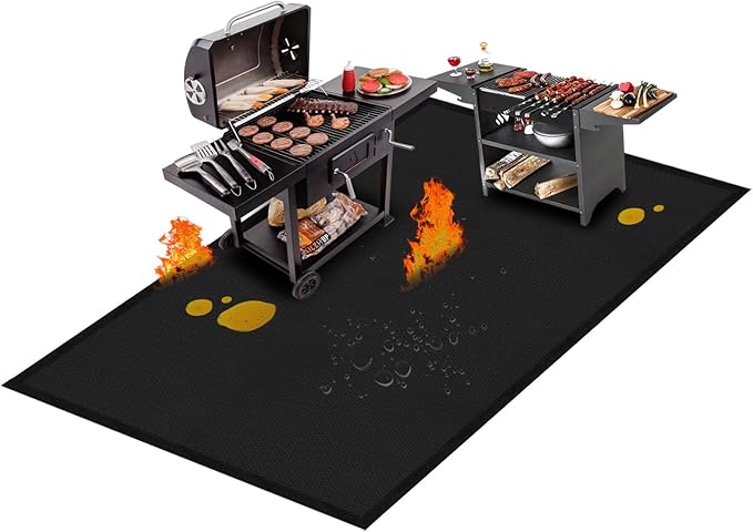 65 x 48 Inch Under Grill Mats for Blackstone, Large Double Sided Fireproof Outdoor Grill Mat, Reusable BBQ Mat Protector for Deck, Fit Patio, Indoor Fireplace, Easy to Clean