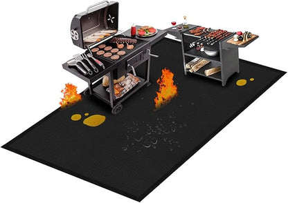 65 x 48 Inch Under Grill Mats for Blackstone, Large Double Sided Fireproof Outdoor Grill Mat, Reusable BBQ Mat Protector for Deck, Fit Patio, Indoor Fireplace, Easy to Clean