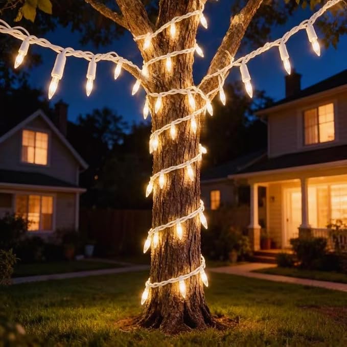 100 LED Warm White String Lights Indoor Outdoor Christmas | UL Listed Commercial Grade 35ft White Wire