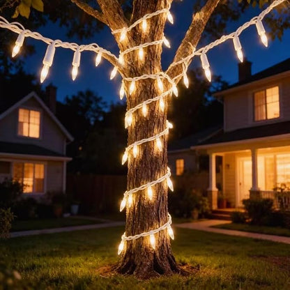 100 LED Warm White String Lights Indoor Outdoor Christmas | UL Listed Commercial Grade 35ft White Wire