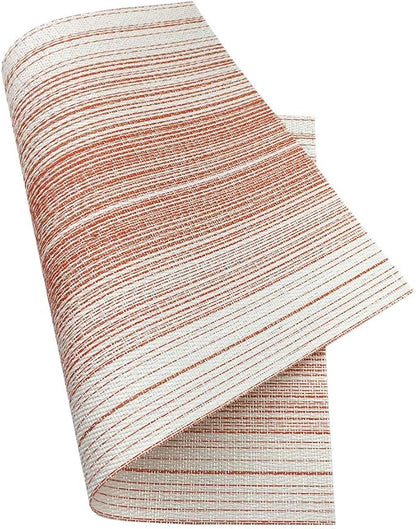 Placemat,Blending Color Durable Woven Vinyl Placemat Washable Heat-Resistant Anti-Skid Kitchen Dining Table Mats (Set of 4, Red with White)