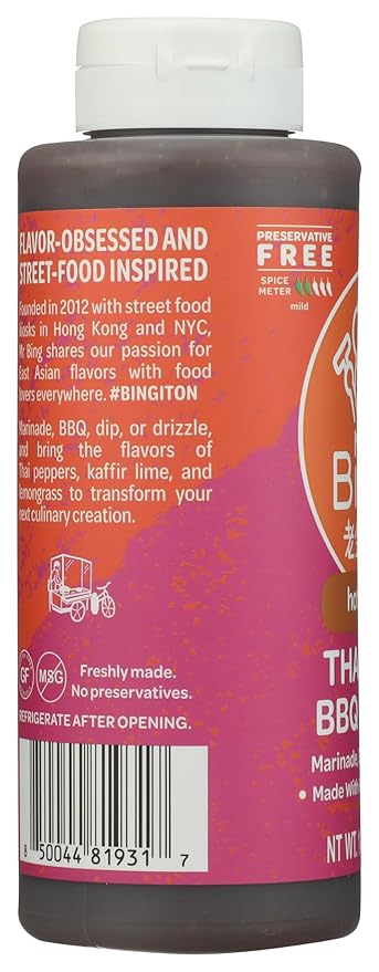 Mr Bing Sweet & Spicy Chili Crisp BBQ Sauce, 14.75 oz, Marinade Dip and Stir-Fry Sauce, Made in USA, Gluten-Free, MSG Free (Pack of 1) (Hot Honey Thai Chili)