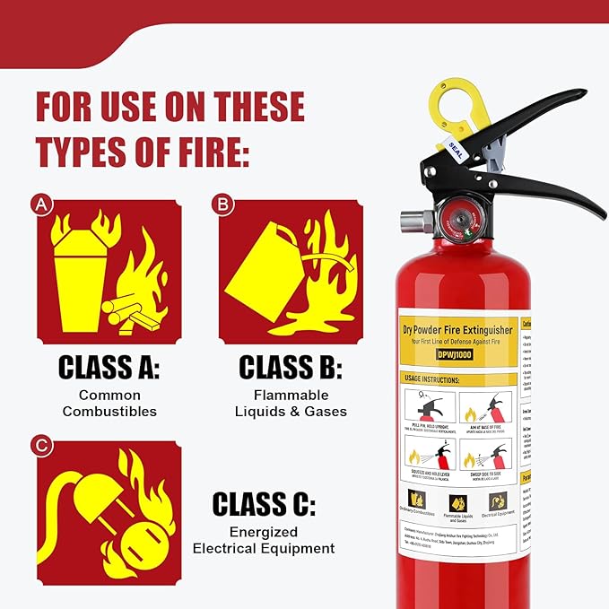 6PACK ABC Fire Extinguisher for Home - 2.2lb, Dry Powder Fire Extinguisher, 1A:10-B:C Rated, Certified for Car/House/Kitchen/Truck/Marine/Boat/Vehicle/utv/rv