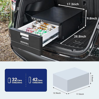 BODEGACOOLER 12 Volt Drawer Refrigerator, 33Quart(31L) RV Fridge Freezer | Portable Refrigerator (-4℉-68℉) with APP Control, 12/24V DC, for Travel ,Camping, Road Trips Tailgating, Truck, Van, SUV