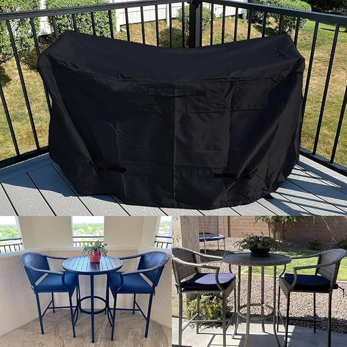 Outdoor Bar Height Dining Set Cover for Patio Bistro Sets 3 Piece Bar Height Waterproof Heavy Duty Patio Bistro Table and Chairs Cover, 51" L x 23" W x 43" H