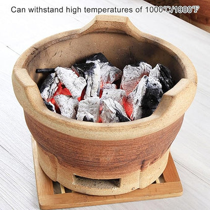 Portable Clay Charcoal Stove for Outdoor Cooking, Camping BBQ Grill, Traditional Picnic Grill, Essential Outdoor Cooking Gear for Adventures and Gatherings Brown Medium
