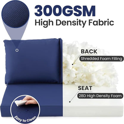 Outdoor Loveseat Cushion Set, 46" x 26" Loveseat Cushions for Outdoor Furniture, Waterproof & Fade-Resistant Patio Furniture Cushions, Deep Seat Cushion for Bench, Swing and Couch, Navy Blue