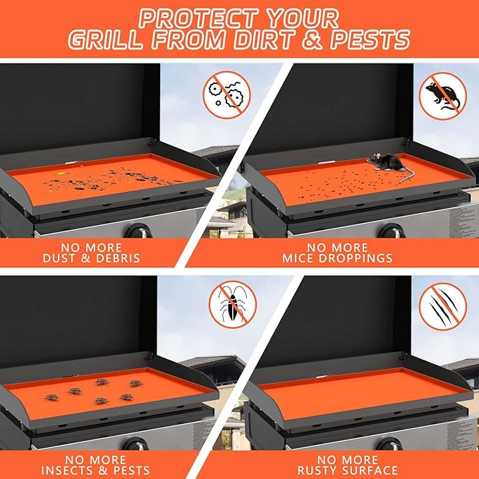 17" Silicone Griddle Mat Cover for Blackstone, Protect Your Blackstone from Dirt and Rust Throughout the Year, Waterproof and Insect-Proof Mattress Protector, Food Grade Silicone Grill Mat (Orange)